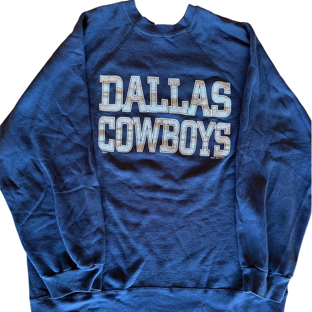 Vintage 1994 Dallas Cowboys Crewneck Sweatshirt Navy Spell Out NFL XXL USA